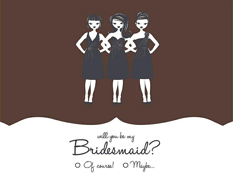 Front View - Brownie & Ebony Will You Be My Bridesmaid Card - Girls Checkbox