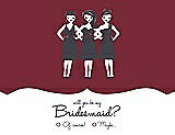 Front View Thumbnail - Burgundy & Ebony Will You Be My Bridesmaid Card - Girls Checkbox