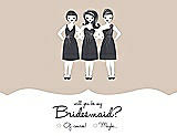 Front View Thumbnail - Cameo & Ebony Will You Be My Bridesmaid Card - Girls Checkbox