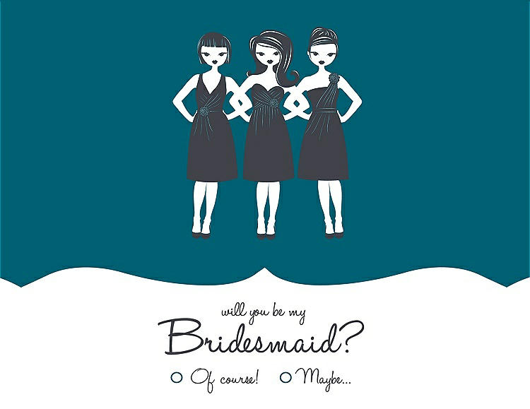 Front View - Caspian & Ebony Will You Be My Bridesmaid Card - Girls Checkbox