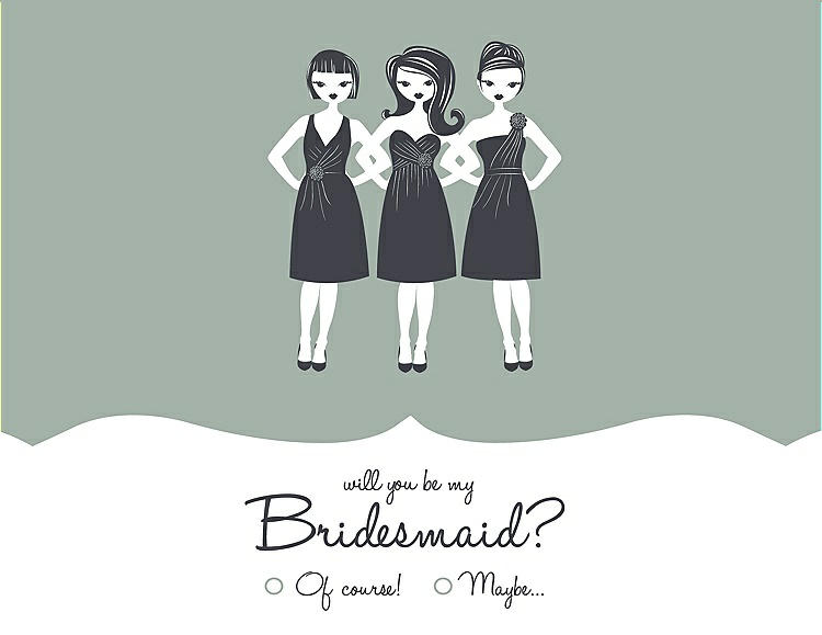 Front View - Celadon & Ebony Will You Be My Bridesmaid Card - Girls Checkbox