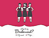Front View Thumbnail - Pantone Honeysuckle & Ebony Will You Be My Bridesmaid Card - Girls Checkbox