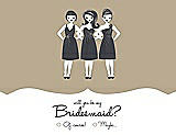 Front View Thumbnail - Champagne & Ebony Will You Be My Bridesmaid Card - Girls Checkbox