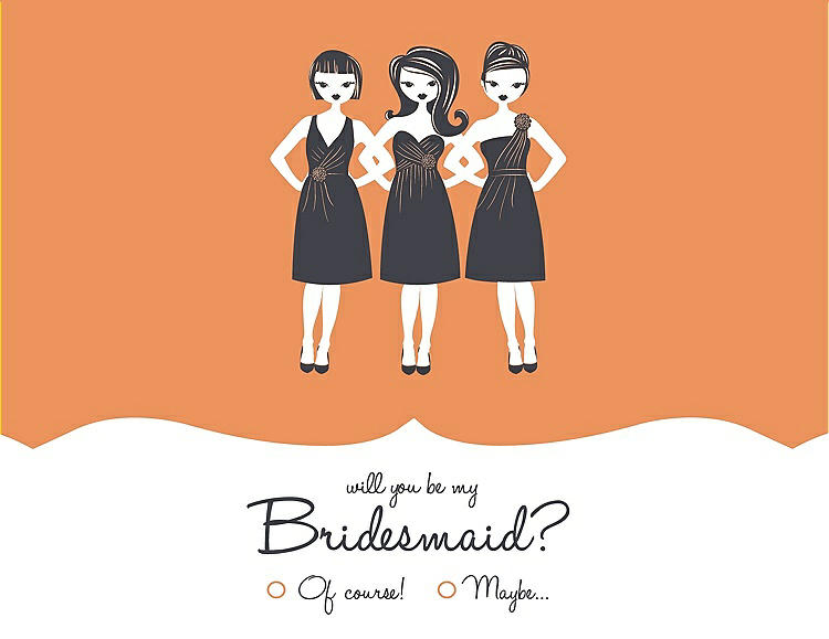 Front View - Clementine & Ebony Will You Be My Bridesmaid Card - Girls Checkbox