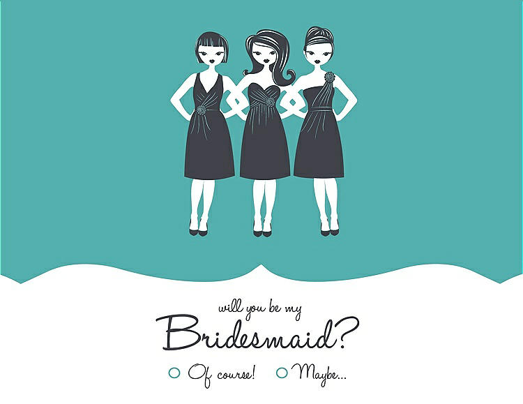 Front View - Capri & Ebony Will You Be My Bridesmaid Card - Girls Checkbox