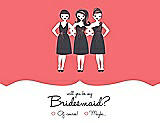 Front View Thumbnail - Coral & Ebony Will You Be My Bridesmaid Card - Girls Checkbox