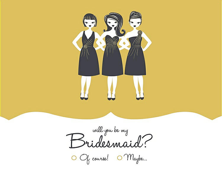 Front View - Daffodil & Ebony Will You Be My Bridesmaid Card - Girls Checkbox