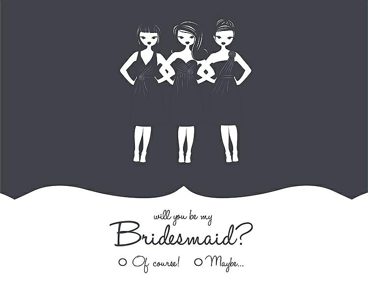 Front View - Ebony & Ebony Will You Be My Bridesmaid Card - Girls Checkbox