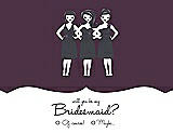 Front View Thumbnail - Eggplant & Ebony Will You Be My Bridesmaid Card - Girls Checkbox