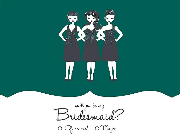 Front View - Emerald & Ebony Will You Be My Bridesmaid Card - Girls Checkbox
