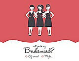 Front View Thumbnail - Perfect Coral & Ebony Will You Be My Bridesmaid Card - Girls Checkbox