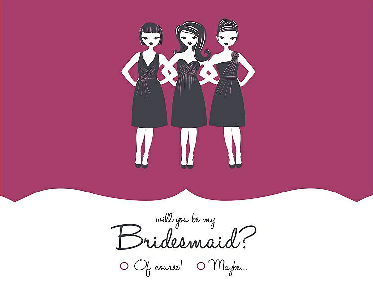 Front View - Fruit Punch & Ebony Will You Be My Bridesmaid Card - Girls Checkbox
