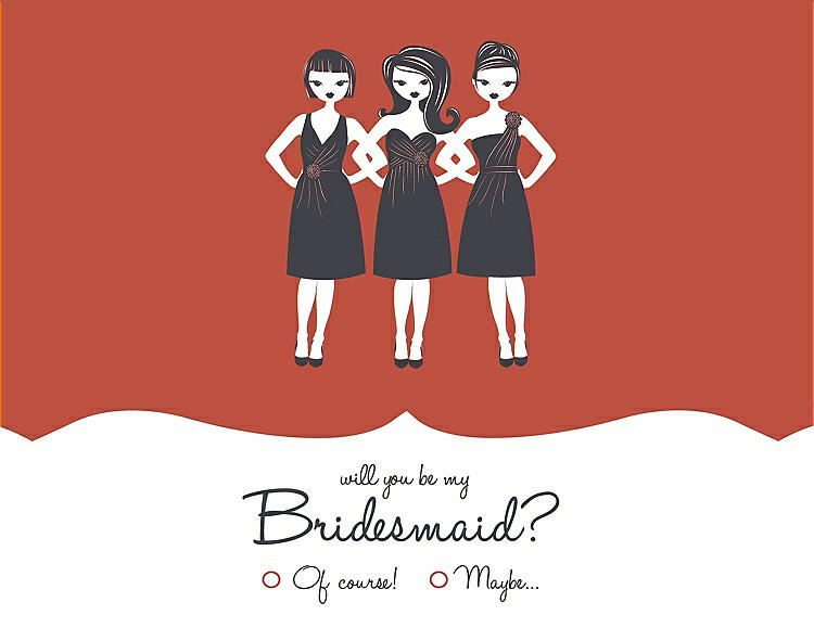 Front View - Fiesta & Ebony Will You Be My Bridesmaid Card - Girls Checkbox