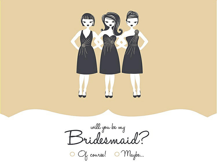 Front View - Ice Yellow & Ebony Will You Be My Bridesmaid Card - Girls Checkbox