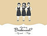 Front View Thumbnail - Ice Yellow & Ebony Will You Be My Bridesmaid Card - Girls Checkbox