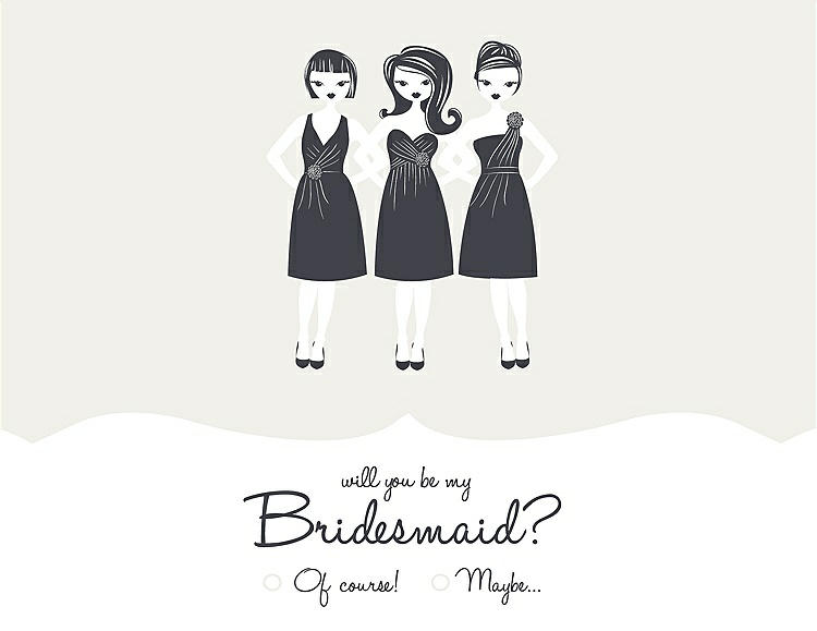 Front View - Ivory & Ebony Will You Be My Bridesmaid Card - Girls Checkbox