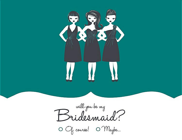 Front View - Jade & Ebony Will You Be My Bridesmaid Card - Girls Checkbox