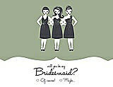 Front View Thumbnail - Kiwi & Ebony Will You Be My Bridesmaid Card - Girls Checkbox