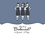 Front View Thumbnail - Larkspur Blue & Ebony Will You Be My Bridesmaid Card - Girls Checkbox