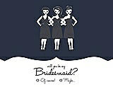 Front View Thumbnail - Midnight Navy & Ebony Will You Be My Bridesmaid Card - Girls Checkbox