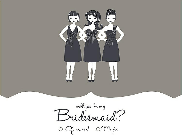 Front View - Mocha & Ebony Will You Be My Bridesmaid Card - Girls Checkbox