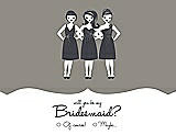 Front View Thumbnail - Mocha & Ebony Will You Be My Bridesmaid Card - Girls Checkbox