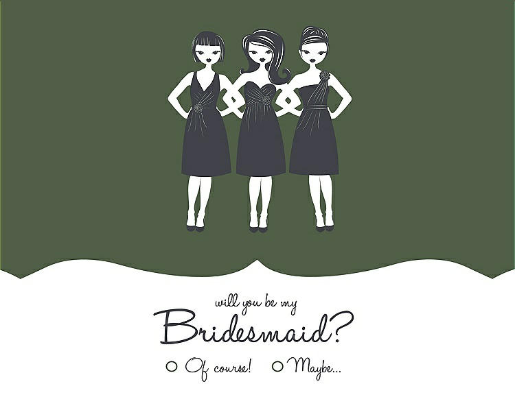 Front View - Moss & Ebony Will You Be My Bridesmaid Card - Girls Checkbox