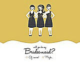 Front View Thumbnail - Marigold & Ebony Will You Be My Bridesmaid Card - Girls Checkbox