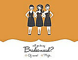 Front View Thumbnail - Orange Crush & Ebony Will You Be My Bridesmaid Card - Girls Checkbox