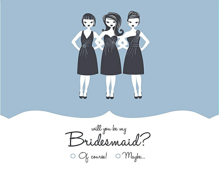 Front View - Pale Blue & Ebony Will You Be My Bridesmaid Card - Girls Checkbox