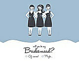 Front View Thumbnail - Pale Blue & Ebony Will You Be My Bridesmaid Card - Girls Checkbox