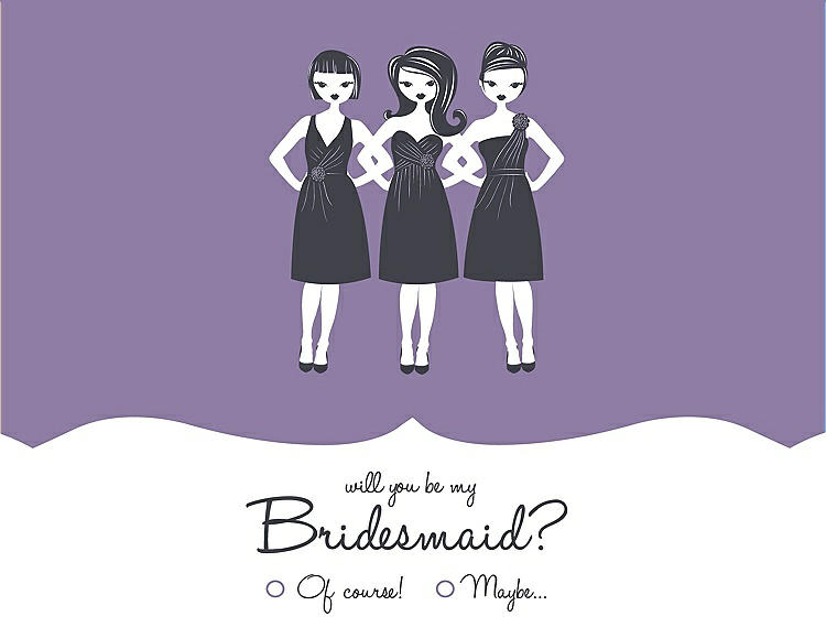 Front View - Passion & Ebony Will You Be My Bridesmaid Card - Girls Checkbox