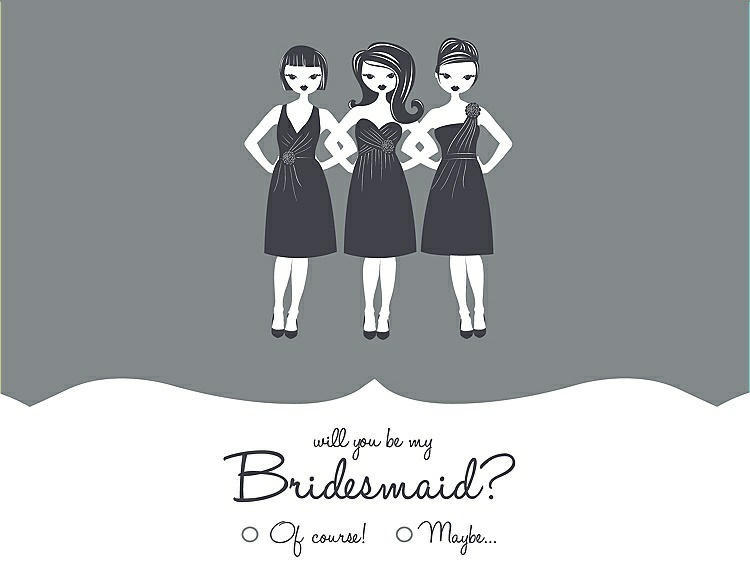 Front View - Pewter & Ebony Will You Be My Bridesmaid Card - Girls Checkbox