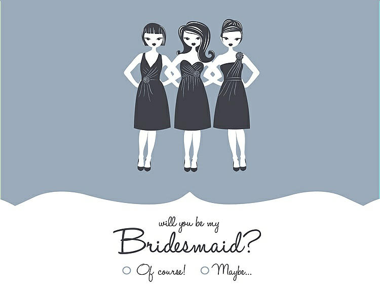 Front View - Platinum & Ebony Will You Be My Bridesmaid Card - Girls Checkbox