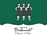 Front View Thumbnail - Pine Green & Ebony Will You Be My Bridesmaid Card - Girls Checkbox