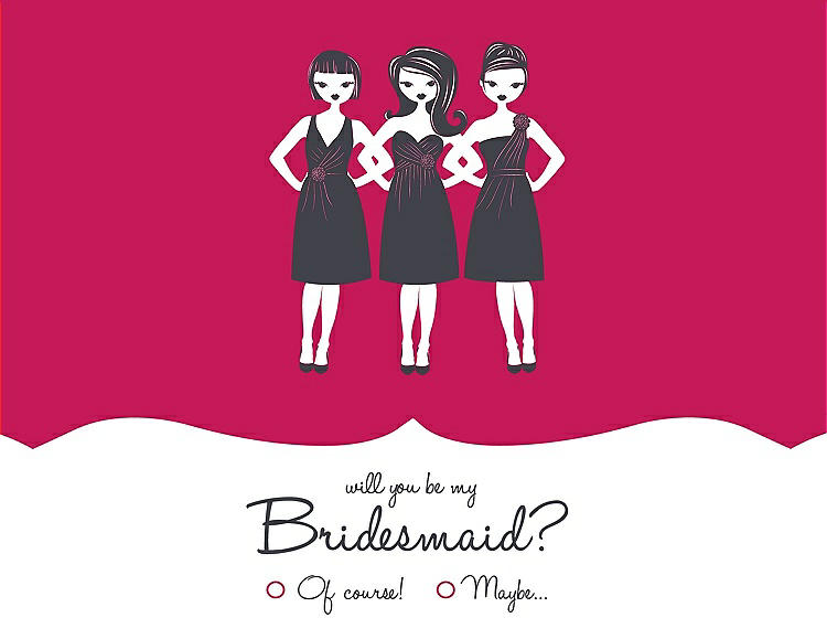 Front View - Posie & Ebony Will You Be My Bridesmaid Card - Girls Checkbox