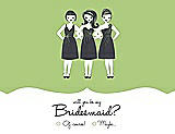 Front View Thumbnail - Pistachio & Ebony Will You Be My Bridesmaid Card - Girls Checkbox