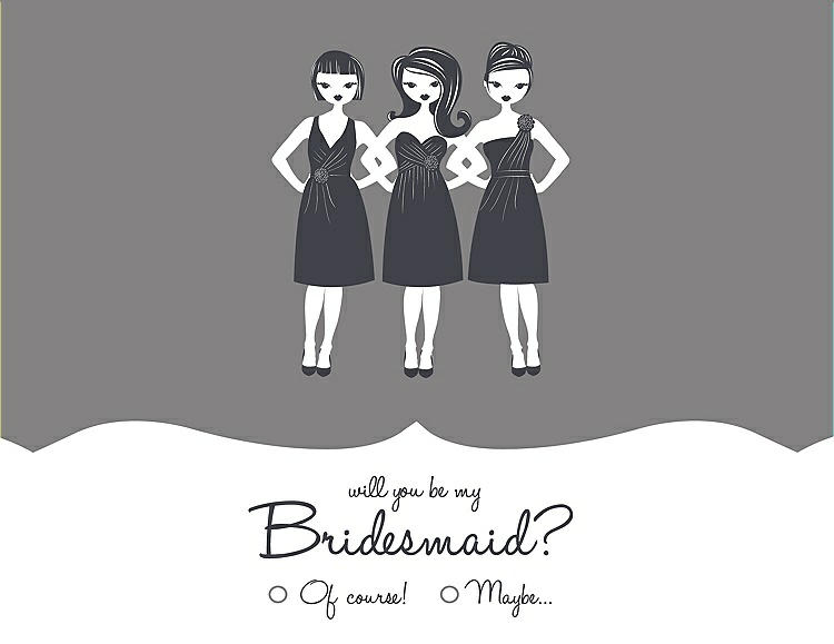 Front View - Quarry & Ebony Will You Be My Bridesmaid Card - Girls Checkbox