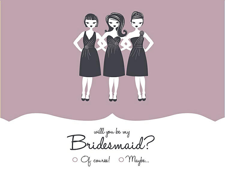 Front View - Quartz & Ebony Will You Be My Bridesmaid Card - Girls Checkbox