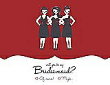 Front View Thumbnail - Ribbon Red & Ebony Will You Be My Bridesmaid Card - Girls Checkbox