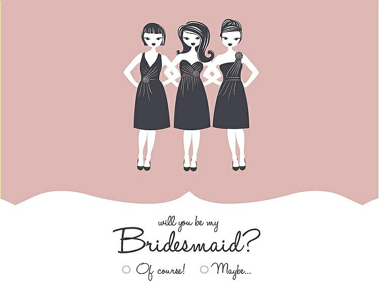 Front View - Rose & Ebony Will You Be My Bridesmaid Card - Girls Checkbox