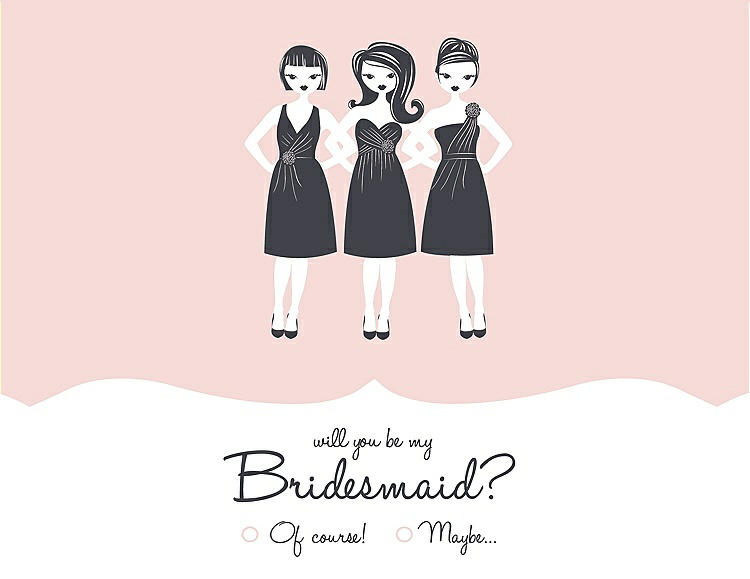 Front View - Rose Water & Ebony Will You Be My Bridesmaid Card - Girls Checkbox