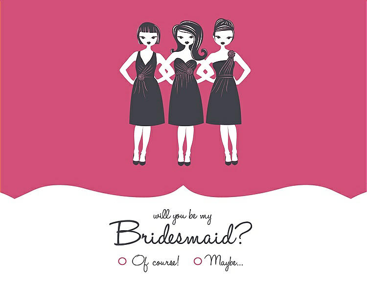 Front View - Rose Quartz & Ebony Will You Be My Bridesmaid Card - Girls Checkbox