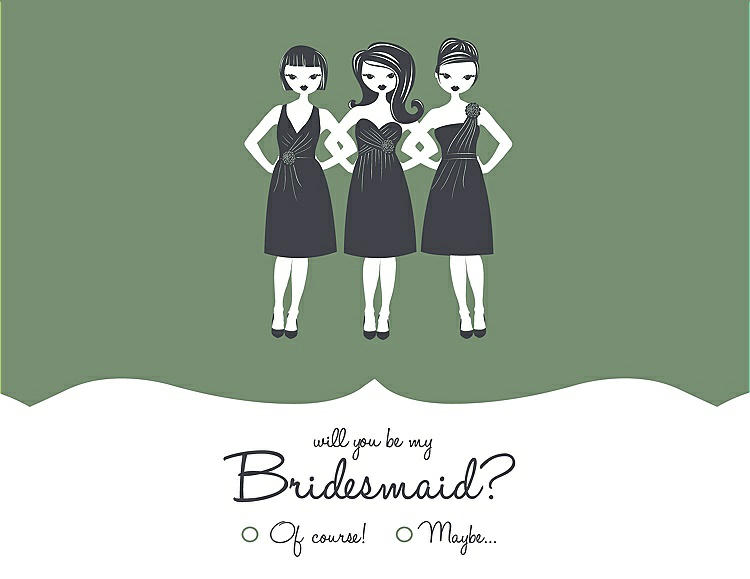 Front View - Sage & Ebony Will You Be My Bridesmaid Card - Girls Checkbox