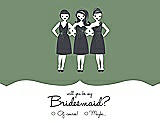 Front View Thumbnail - Sage & Ebony Will You Be My Bridesmaid Card - Girls Checkbox