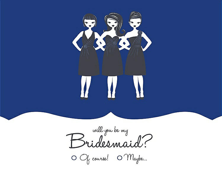 Front View - Sapphire & Ebony Will You Be My Bridesmaid Card - Girls Checkbox