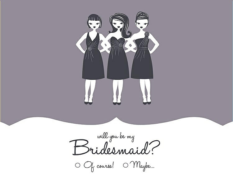 Front View - Shadow & Ebony Will You Be My Bridesmaid Card - Girls Checkbox