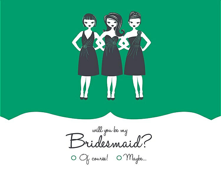 Front View - Shamrock & Ebony Will You Be My Bridesmaid Card - Girls Checkbox