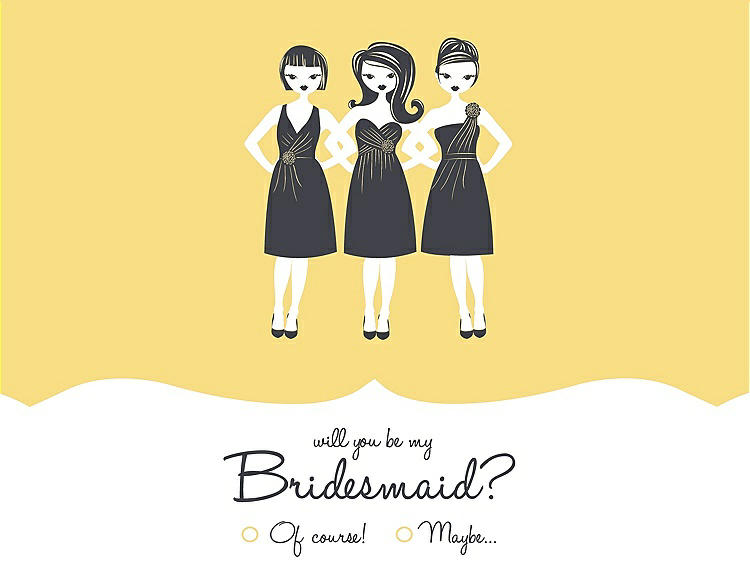 Front View - Sunflower & Ebony Will You Be My Bridesmaid Card - Girls Checkbox