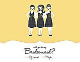 Front View Thumbnail - Sunflower & Ebony Will You Be My Bridesmaid Card - Girls Checkbox